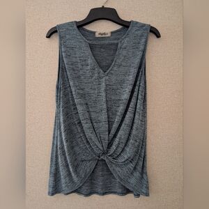 Heathered Blue-Gray Twist Front Tank Top